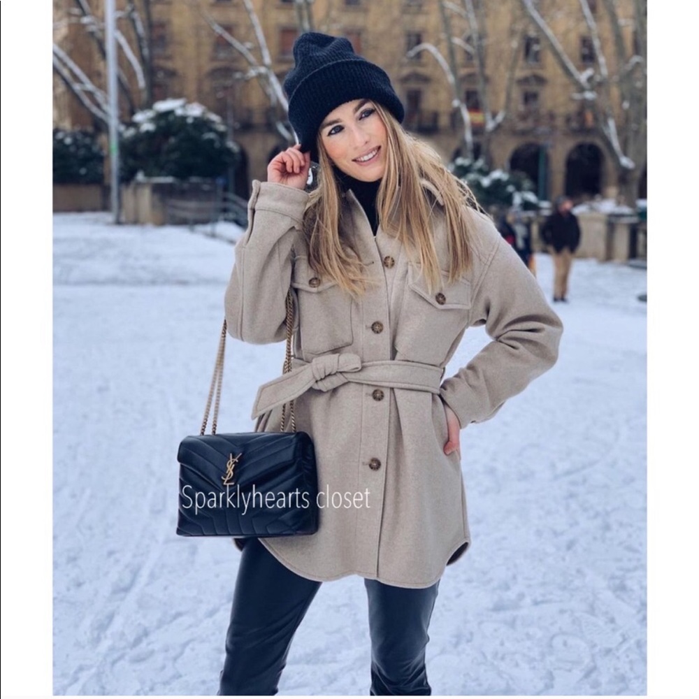 🎉HP🎉NWT Zara Belted Overshirt - Picture 2 of 12